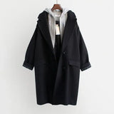 Solid Woolen Hooded Windbreaker Women's Mid-length Winter Korean Version Large Size Coat High-quality Tops Female TH1052-Outfit