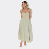 Fongt Spring Summer New Women's Temperament Solid Color Collar Sleeveless Belt Sling Dress