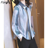 Shirt Women's 2023 New Loose Large Heavy Mulberry Silk Long Sleeve Shirt Printed Foreign Style Top Women Shirts