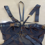 New Mesh Air Permeable Three-Point Strap Sexy Hollow Sex Dress Black Woman
