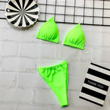 Bikini Set 2022 Sexy Pentagram Design Clear Strap Thong Swimsuit Women Neon Green Transparent Bathing Suit Beach
