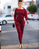 for women two piece set knitted sweater long sleeve pants 2 piece set for women two pieces sets women's suits 1028-0-Outfit
