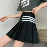 High Waist Mini Pleated Skirts Women Korean Preppy Style Chic Short Faldas Elegant Black Safety Lined Tennis