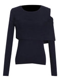 Fongt Style Sweater Women's 2025 Spring New Fashion Collar Design Long-Sleeved Shoulder High-End Feel