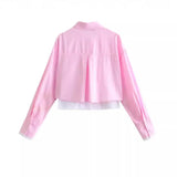 Fongt Women's Clothing Explosion Fashion Collar Long Sleeve Single Buckle Shirt