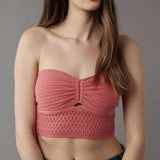 Fongt And Summer 2024 Explosion Women's Striped Net Color Sexy Hollow Bra Hair Weaving