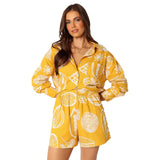 Fongt Early Autumn Casual Senior Fruit Print Shorts Cardigan Set-23114-Outfit