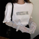 Shiny Rhinestone Fishing Net Arm Sleeve For Women Summer Thin Long Sleeve Breathable Club Music Party Arm