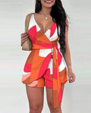 Independent Station Spring And Summer New Printed Belt Shorts Set In Stock-Outfit