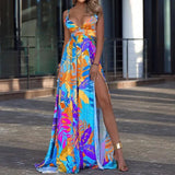 Fongt Spring 2025 Leafs Four-Sided Dress Bohemia Suspension Shoulder