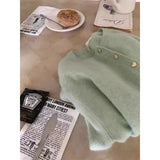 Fongt Knitted Cardigan Girl Spring And Autumn Gentle Wind High-End Feeling Short Sweater Coat Small