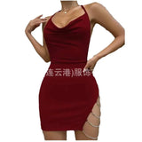 New Women's Hot-Selling Back Sexy Hollow Open Bag Hip Dress Chain Hanging Dress