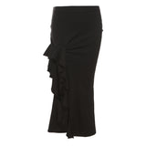 Fongt Summer New Women's Solid Color Body Street Fashion High-Waisted Hip Open Skirt