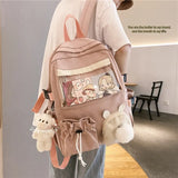 Fur-Ball Backpack Women Waterproof Backpacks for Teenage Girls Schoolbag Transparent Drawstring Pocket Student Travel