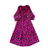 Fongt Retro Niche Print Dress Woman 2025 Autumn Strap To The Waist Round Lantern Sleeves Thin Dress