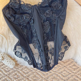 Fongt Hottie Black Small Sling Vest Woman Wearing Summer Slew Embroidered Sexy Bare Shoulder Fish Bone Top