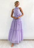 Fongt Summer New Leisure High-End Feeling Sleeveless Waist Swing Gentle Wind Dress Women's Long Dress