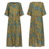 2019 ZANZEA Vintage Printed Maxi Dress Women's Sundress Autumn Half Sleeve Tunic Vestido Female Casual Floral