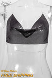 Metal Metallic Crop Top Women Beach Halter Corset Tops Glitter Backless Party Club Tank Top Clothes Top Camisole