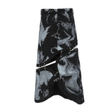 Fongt New Multi-Wearing Personalized Print Irregularly Cut Denim Splicable Detachable Skirt 1475