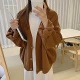 Winter Elegant Solid Women's Sweater Autumn V-Neck Buttons Cardigan Oversized Fashion Korean Knitwears Sweater Jacket