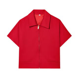 Fongt Spring New Women's Collar Short-Sleeved Short Coat Straight Trousers 8491053 8491054