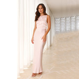 Fongt Women's Long Fishtail Dress Solid-Colored Slit Face Sexy Bareback Sling Dress Dress Dress Dress Dress Dress Dress Dress