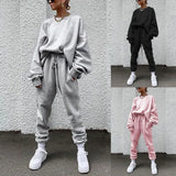 Fongt 2024 Women's New Ebay Burst Pure Color Long-Sleeved Trousers Loose Casual Suit