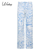 Zebra Striped Pattern Streetwear Pants Women's High Waist Loose Straight Trousers Chic Aesthetic Harajuku Bottom