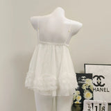 Fongt Sling Aja Skirt Cute Sweet Lace Mesh Sexy Morning Robe Court Princess Fairy Pyjamas Homewear