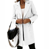 Fongt Autumn And Winter Long Sleeve Suit Collar Double Buckle Collar Buckle Coat Double Buckle Suit Collar