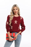 Fongt And Winter New Christmas Knitted Cartoon Man Embroidered Round Collar Sweater Women's Top