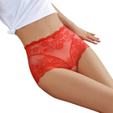 High Waist Elasticity Lace Sexy Panties Soft Seamless Women's Briefs Flowers Hollow Lingerie Big Size Female