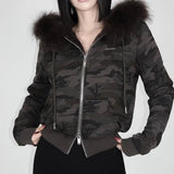 Fongt Spliced Zipper Hooded Jacket Woman 2025 Autumn And Winter Retro Letter Embroidery Short Top