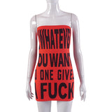 Spring Model Of 2024 Headless Letter Printing High-Waisted Ass Casual Women's Dress Direct