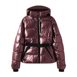 Fongt Women's Clothing Explosion With Belt Long-Sleeved Ski Cotton Jacket Jacket - Burgundy / XS