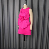 Fongt Temperament Round Collar Sleeveless Dress Three-Dimensional Flower A Set Up A Famous Party Evening Dress Dress Dress