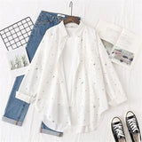 Blouses Shirts Tunic Womens Tops And Blouses 2020 Womenswear Long Sleeve Clothing Button Up Down White Star New