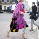 Fongt Spring And Autumn Wishebay Long Horn Sleeve Coat Print Loose Wind Coat