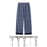 Fongt And Summer Print Casual Set Silk-Sense Stitling Long-Sleeved Single-D Row Loose Shirt High-Waisted Trousers Woman