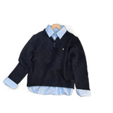 Fongt Wearing A Fake Two Sweaters Women's Autumn And Winter Design Shirt Folded Gray Knitted Shirt