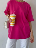 Fongt Cotton Collar Solid Color T-Shirt Girl 2025 Spring And Summer New Hot Cotton Short-Sleeved Top