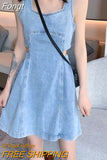 Dress Women Denim New Summer All-match College Square Collar Harajuku Clothes Backless