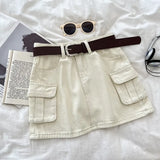 Fongt Hottie Fashion High-Rise Thin Double Pocket Workboy Dress Anti-Light Short Skirt A Skirt