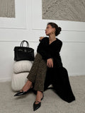 Fongt Autumn And Winter Hot Sweater Suit Women Loose Long Version Imitation Cardigan + Open Fork Dress