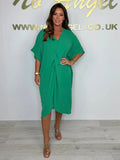 Fongt Summer New Leisure Loose Shoulder Sleeves Pure Color Irregular Kinesion Dress