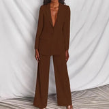 Women's Formal Office 2PCS Sets Solid Blazer Suits and Pants Sets Slim Fit Women's Pants Suits Sets Temperament