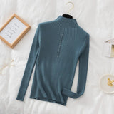 Fongt Collar Sweater Bottomed Women's Long-Sleeved Top 2024 Autumn And Winter New Button Tight Knitted
