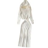Fongt And Winter Casual Suit Female Fashion Hot Diamond Hooded Zip Open Shirt Sweater Jacket Knitted Hip Half-Dress