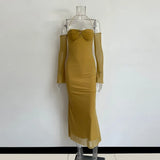 Fall Dresses For Women 2021 Long Sleeve Breast Wrapped Sexy Bodycon Outfits Elegant Casual Mini